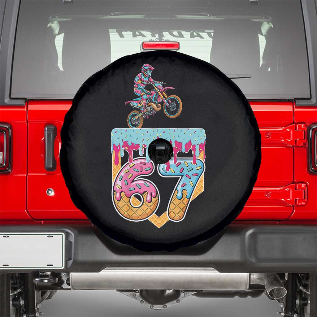 67 Six Seven Meme Spare Tire Cover Funny Dirt Bike Motocross Ice Cream Drip TS14 Black Print Your Wear