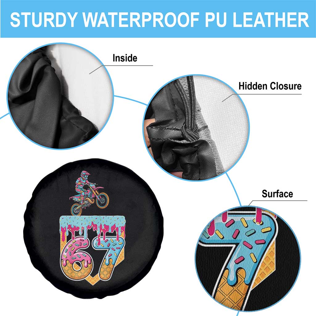 67 Six Seven Meme Spare Tire Cover Funny Dirt Bike Motocross Ice Cream Drip TS14 Print Your Wear