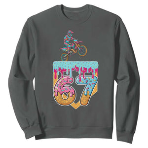 67 Six Seven Meme Sweatshirt Funny Dirt Bike Motocross Ice Cream Drip TS14 Dark Heather Print Your Wear