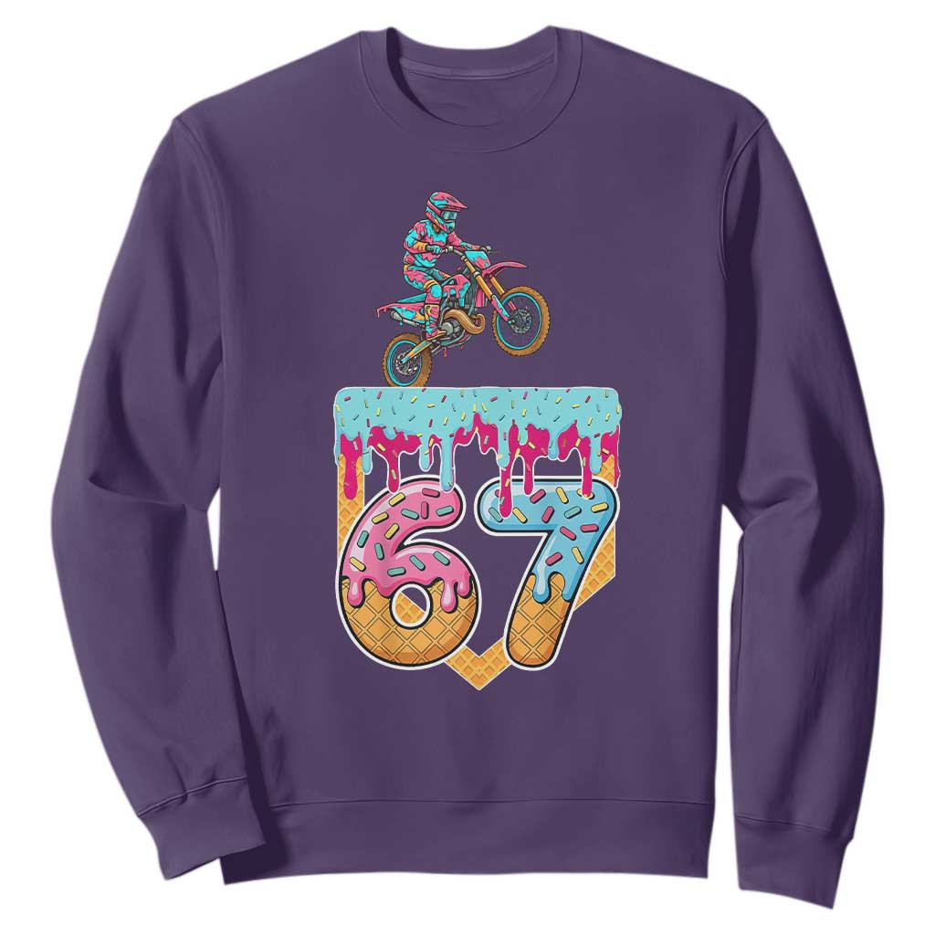 67 Six Seven Meme Sweatshirt Funny Dirt Bike Motocross Ice Cream Drip TS14 Purple Print Your Wear