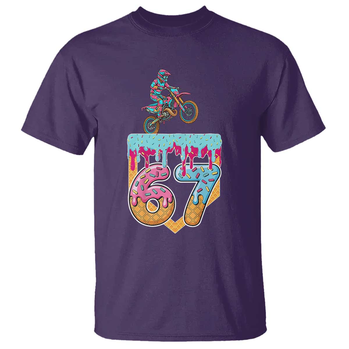 67 Six Seven Meme T Shirt Funny Dirt Bike Motocross Ice Cream Drip TS14 Purple Print Your Wear