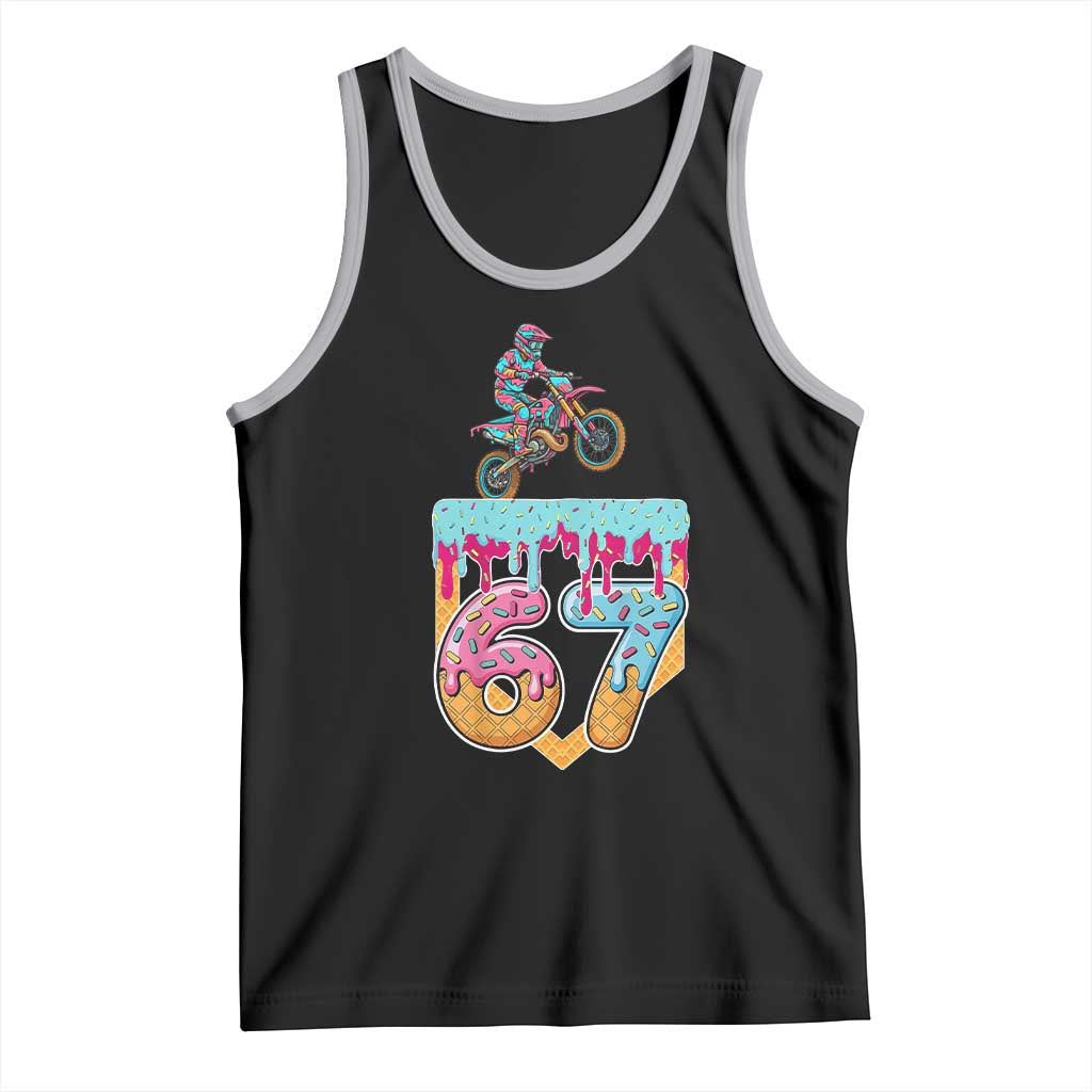 67 Six Seven Meme Tank Top Funny Dirt Bike Motocross Ice Cream Drip TS14 Black Athletic Heather Print Your Wear