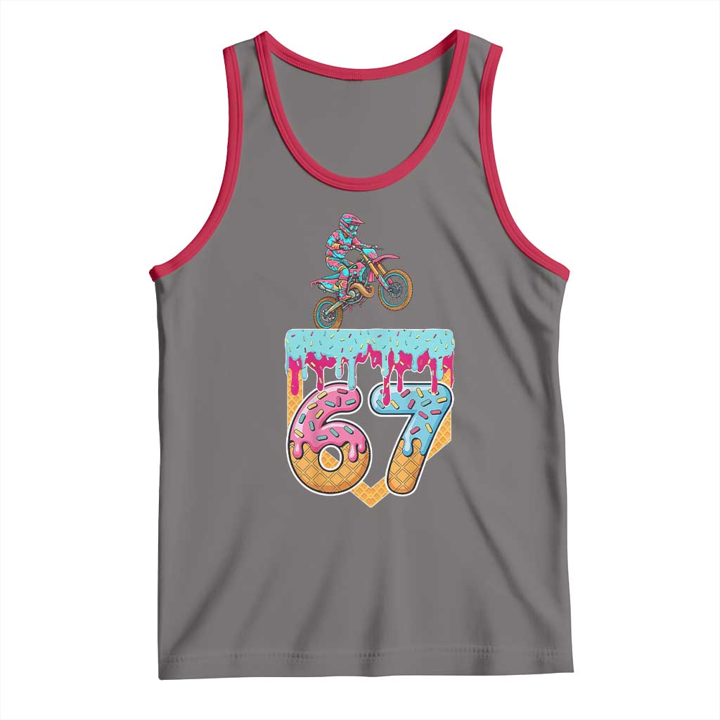 67 Six Seven Meme Tank Top Funny Dirt Bike Motocross Ice Cream Drip TS14 Deep Heather Red Print Your Wear