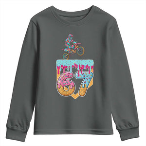 67 Six Seven Meme Youth Sweatshirt Funny Dirt Bike Motocross Ice Cream Drip TS14 Dark Heather Print Your Wear