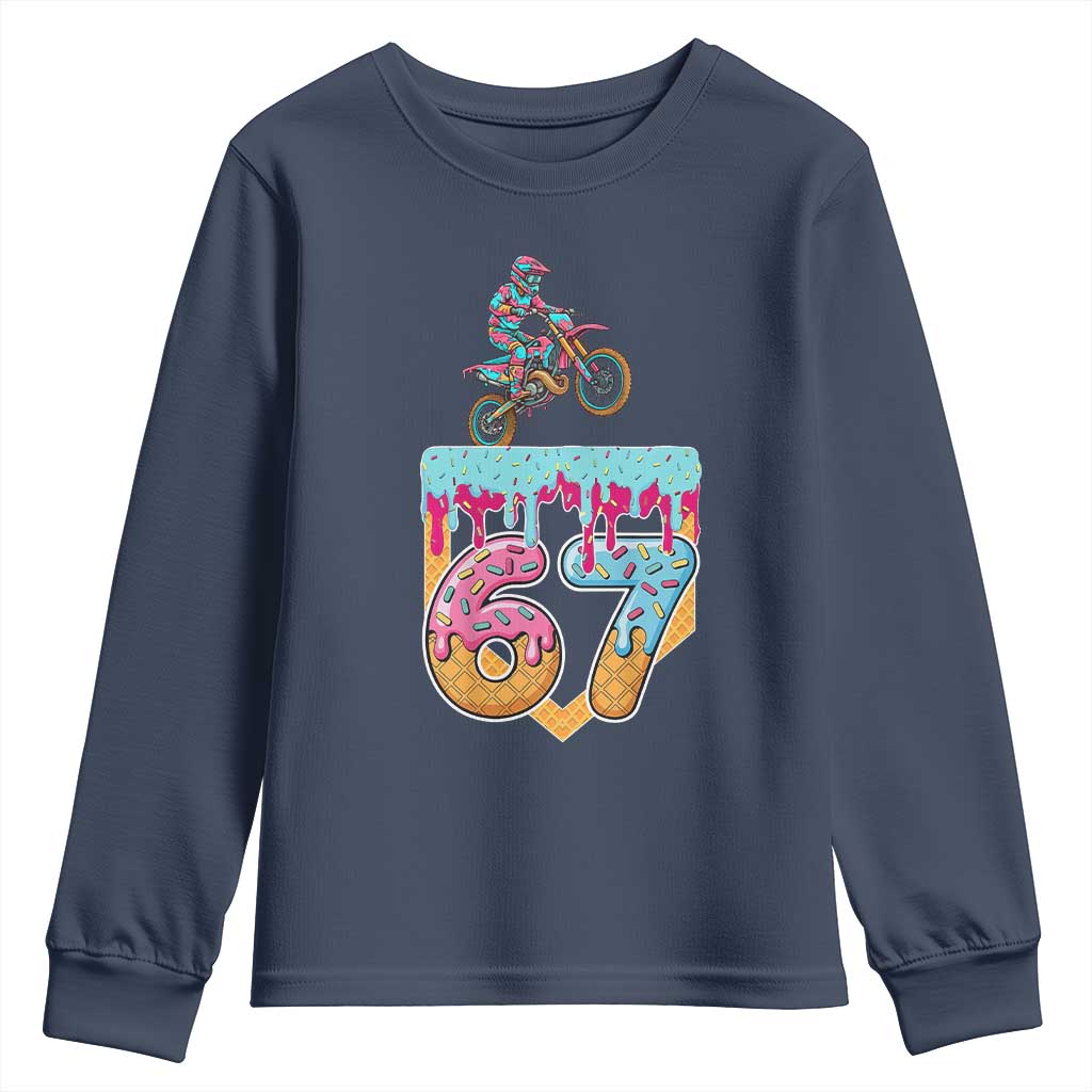 67 Six Seven Meme Youth Sweatshirt Funny Dirt Bike Motocross Ice Cream Drip TS14 Navy Print Your Wear
