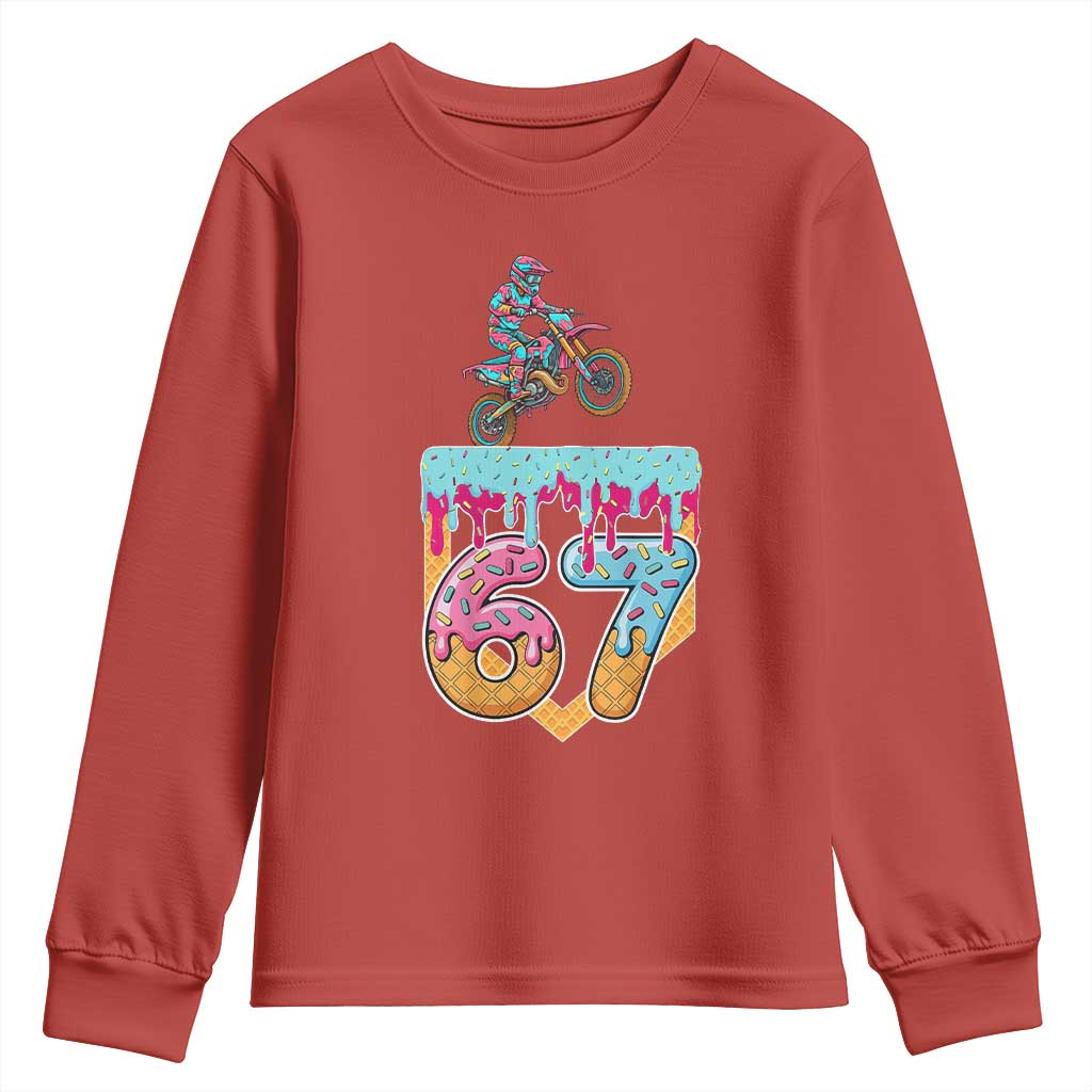 67 Six Seven Meme Youth Sweatshirt Funny Dirt Bike Motocross Ice Cream Drip TS14 Red Print Your Wear