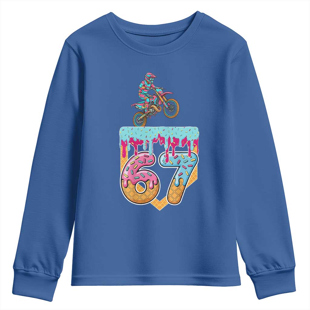 67 Six Seven Meme Youth Sweatshirt Funny Dirt Bike Motocross Ice Cream Drip TS14 Royal Blue Print Your Wear