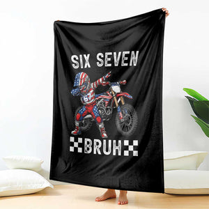 67 Bruh Meme Throw Blanket Funny Six Seven Dirt Bike Patriotic American Flag TS14 Print Your Wear