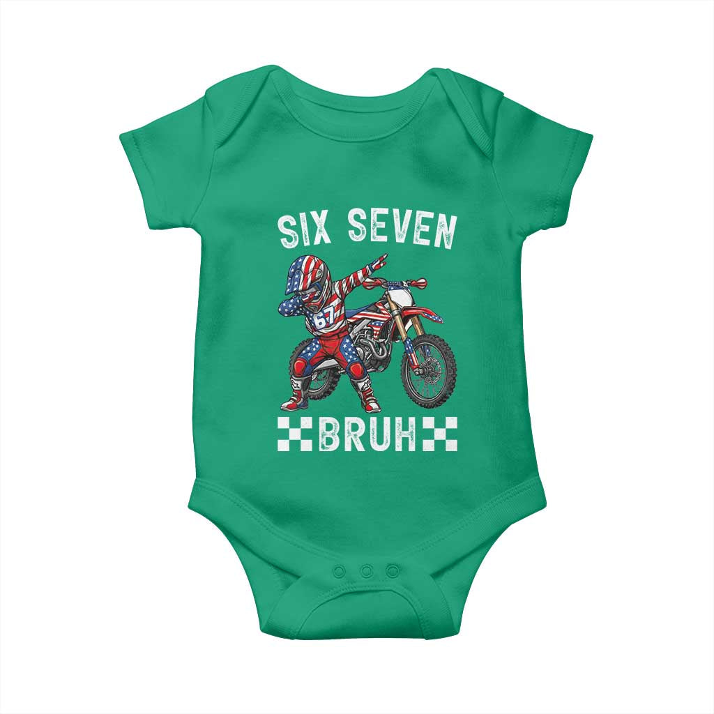 67 Bruh Meme Baby Onesie Funny Six Seven Dirt Bike Patriotic American Flag TS14 Irish Green Print Your Wear