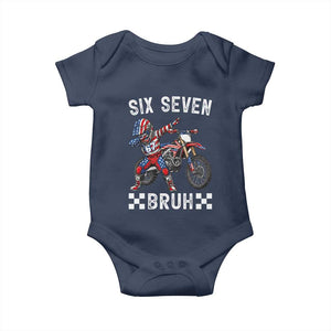 67 Bruh Meme Baby Onesie Funny Six Seven Dirt Bike Patriotic American Flag TS14 Navy Print Your Wear