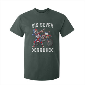 67 Bruh Meme T Shirt For Kid Funny Six Seven Dirt Bike Patriotic American Flag TS14 Dark Forest Green Print Your Wear