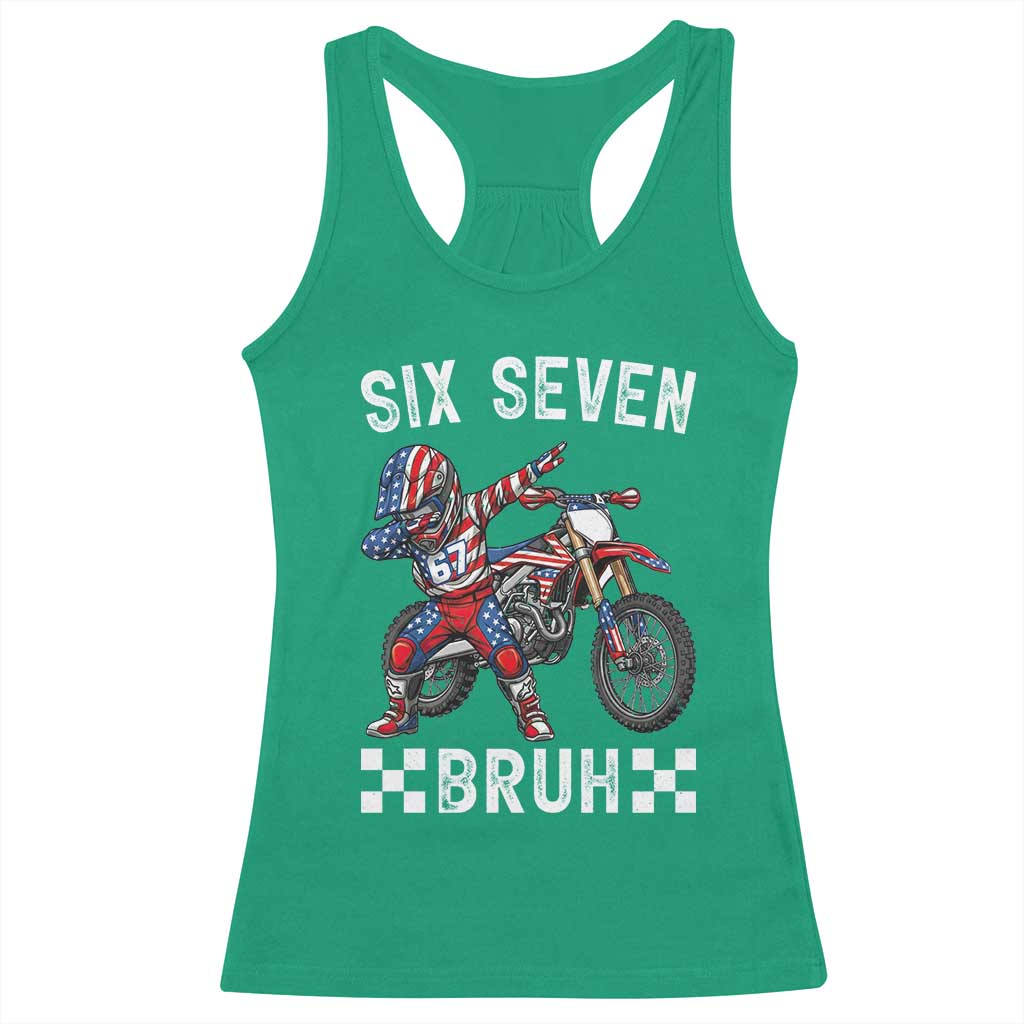 67 Bruh Meme Racerback Tank Top Funny Six Seven Dirt Bike Patriotic American Flag TS14 Irish Green Print Your Wear