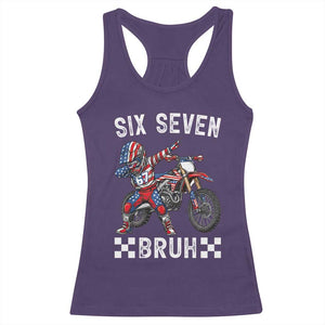67 Bruh Meme Racerback Tank Top Funny Six Seven Dirt Bike Patriotic American Flag TS14 Purple Print Your Wear