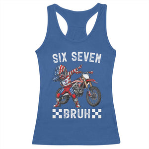 67 Bruh Meme Racerback Tank Top Funny Six Seven Dirt Bike Patriotic American Flag TS14 Royal Blue Print Your Wear