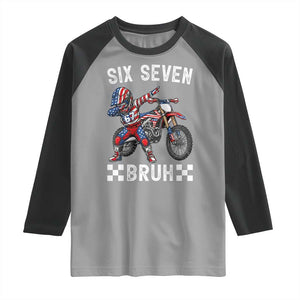 67 Bruh Meme Raglan Shirt Funny Six Seven Dirt Bike Patriotic American Flag TS14 Sport Gray Black Print Your Wear
