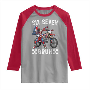 67 Bruh Meme Raglan Shirt Funny Six Seven Dirt Bike Patriotic American Flag TS14 Sport Gray Red Print Your Wear