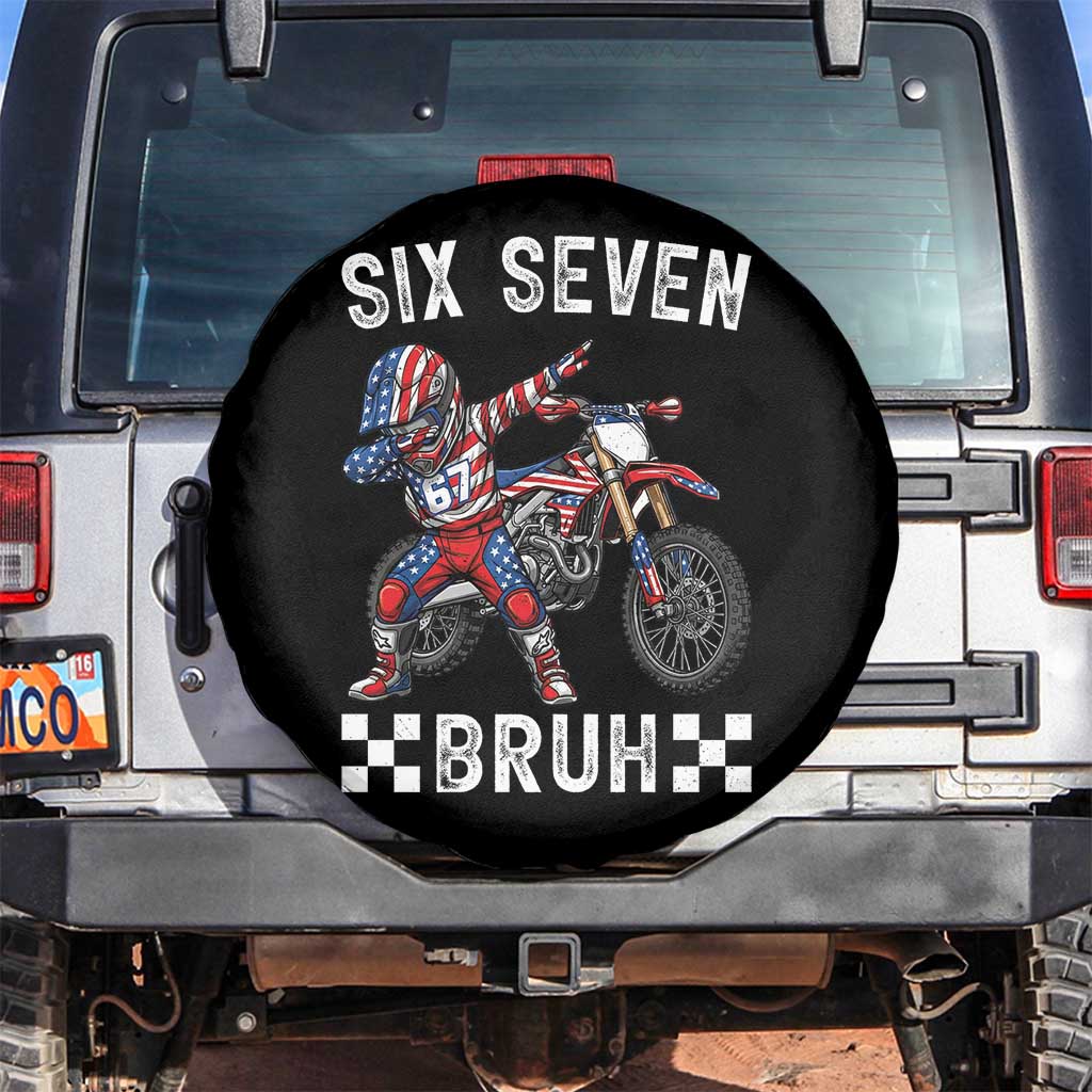 67 Bruh Meme Spare Tire Cover Funny Six Seven Dirt Bike Patriotic American Flag TS14 No hole Black Print Your Wear