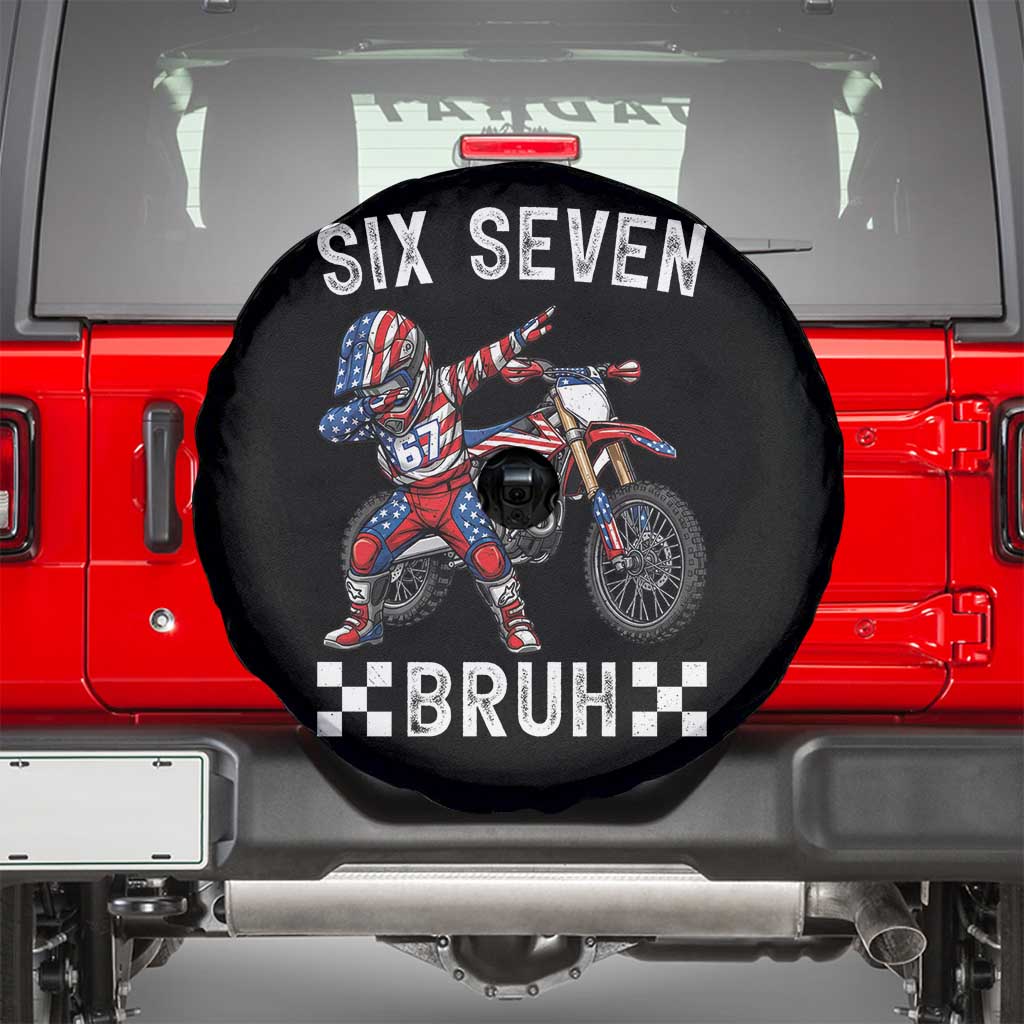 67 Bruh Meme Spare Tire Cover Funny Six Seven Dirt Bike Patriotic American Flag TS14 Black Print Your Wear