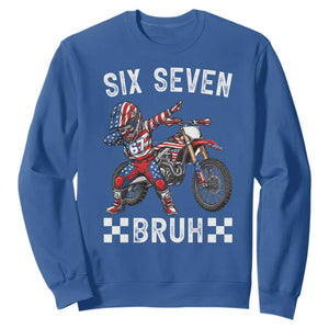 67 Bruh Meme Sweatshirt Funny Six Seven Dirt Bike Patriotic American Flag TS14 Royal Blue Print Your Wear