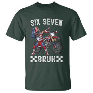 67 Bruh Meme T Shirt Funny Six Seven Dirt Bike Patriotic American Flag TS14 Dark Forest Green Print Your Wear