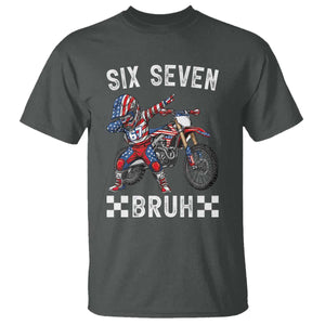67 Bruh Meme T Shirt Funny Six Seven Dirt Bike Patriotic American Flag TS14 Dark Heather Print Your Wear