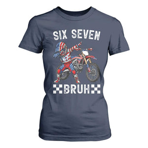 67 Bruh Meme T Shirt For Women Funny Six Seven Dirt Bike Patriotic American Flag TS14 Navy Print Your Wear
