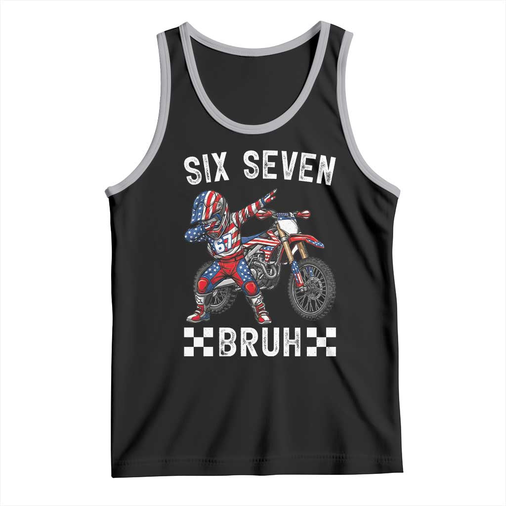 67 Bruh Meme Tank Top Funny Six Seven Dirt Bike Patriotic American Flag TS14 Black Athletic Heather Print Your Wear