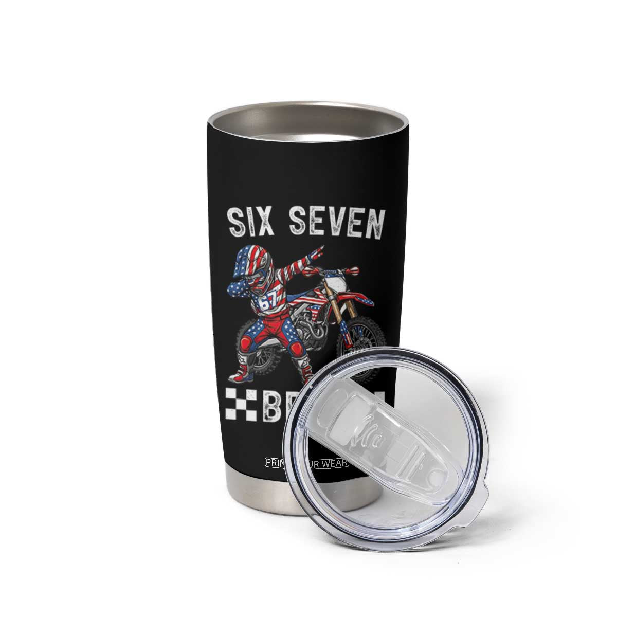67 Bruh Meme Tumbler Cup Funny Six Seven Dirt Bike Patriotic American Flag TS14 Print Your Wear