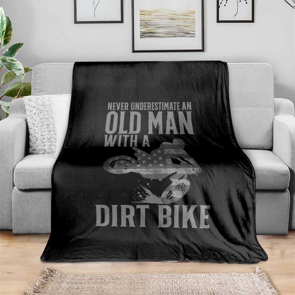 Funny Dirt Bike Motocross Throw Blanket Never Underestimate An Old Man With A Dirt Bike Motocross TS14 Print Your Wear