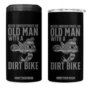 Funny Dirt Bike Motocross 4 in 1 Can Cooler Tumbler Never Underestimate An Old Man With A Dirt Bike Motocross TS14 One Size: 16 oz Black Print Your Wear