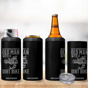Funny Dirt Bike Motocross 4 in 1 Can Cooler Tumbler Never Underestimate An Old Man With A Dirt Bike Motocross TS14 Print Your Wear