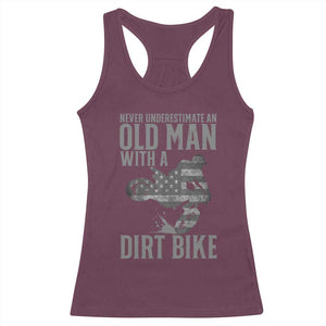 Funny Dirt Bike Motocross Racerback Tank Top Never Underestimate An Old Man With A Dirt Bike Motocross TS14 Maroon Print Your Wear
