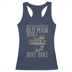 Funny Dirt Bike Motocross Racerback Tank Top Never Underestimate An Old Man With A Dirt Bike Motocross TS14 Navy Print Your Wear