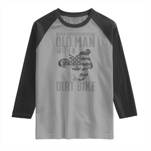 Funny Dirt Bike Motocross Raglan Shirt Never Underestimate An Old Man With A Dirt Bike Motocross TS14 Sport Gray Black Print Your Wear