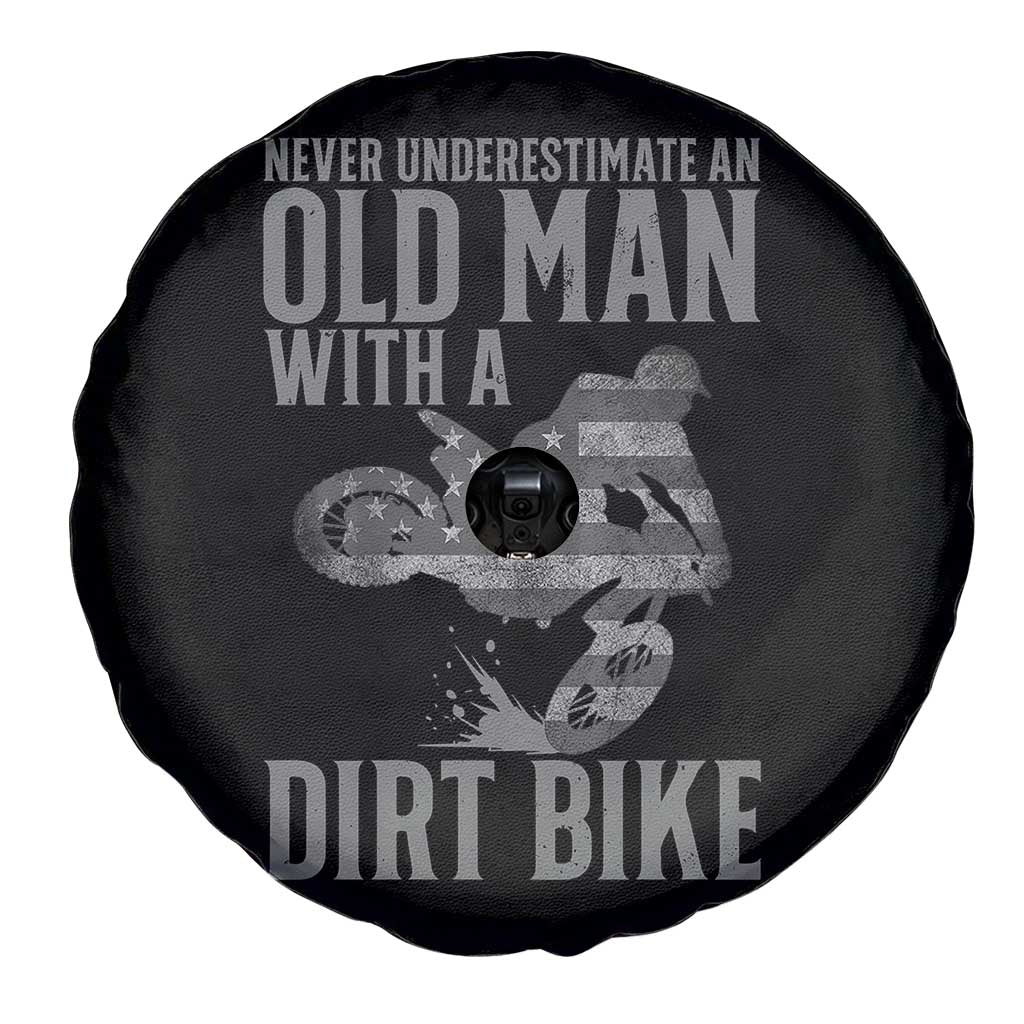 Funny Dirt Bike Motocross Spare Tire Cover Never Underestimate An Old Man With A Dirt Bike Motocross TS14 Print Your Wear