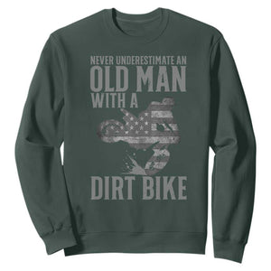 Funny Dirt Bike Motocross Sweatshirt Never Underestimate An Old Man With A Dirt Bike Motocross TS14 Dark Forest Green Print Your Wear