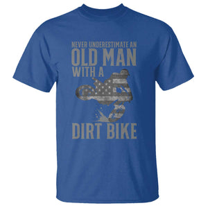 Funny Dirt Bike Motocross T Shirt Never Underestimate An Old Man With A Dirt Bike Motocross TS14 Royal Blue Print Your Wear