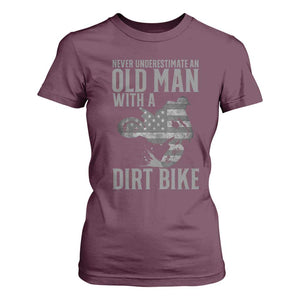 Funny Dirt Bike Motocross T Shirt For Women Never Underestimate An Old Man With A Dirt Bike Motocross TS14 Maroon Print Your Wear