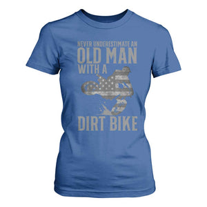 Funny Dirt Bike Motocross T Shirt For Women Never Underestimate An Old Man With A Dirt Bike Motocross TS14 Royal Blue Print Your Wear