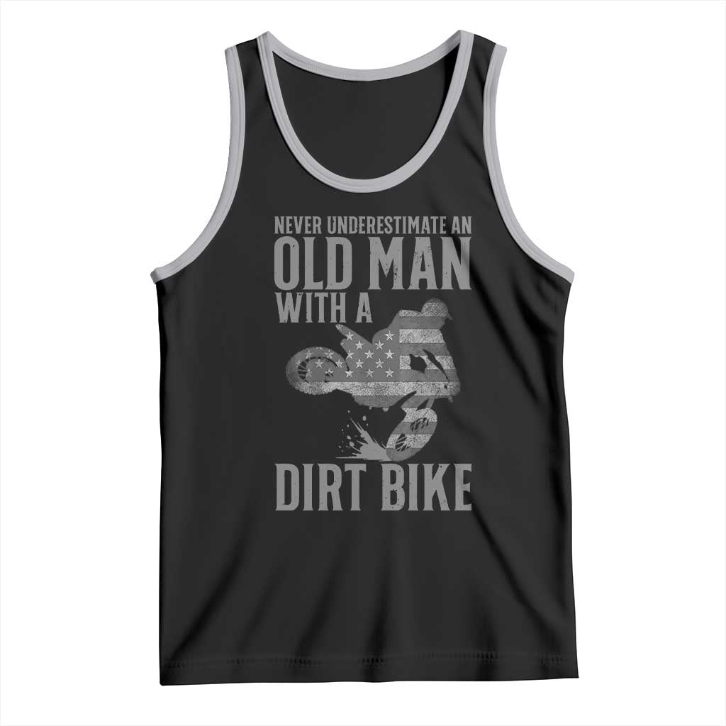 Funny Dirt Bike Motocross Tank Top Never Underestimate An Old Man With A Dirt Bike Motocross TS14 Black Athletic Heather Print Your Wear