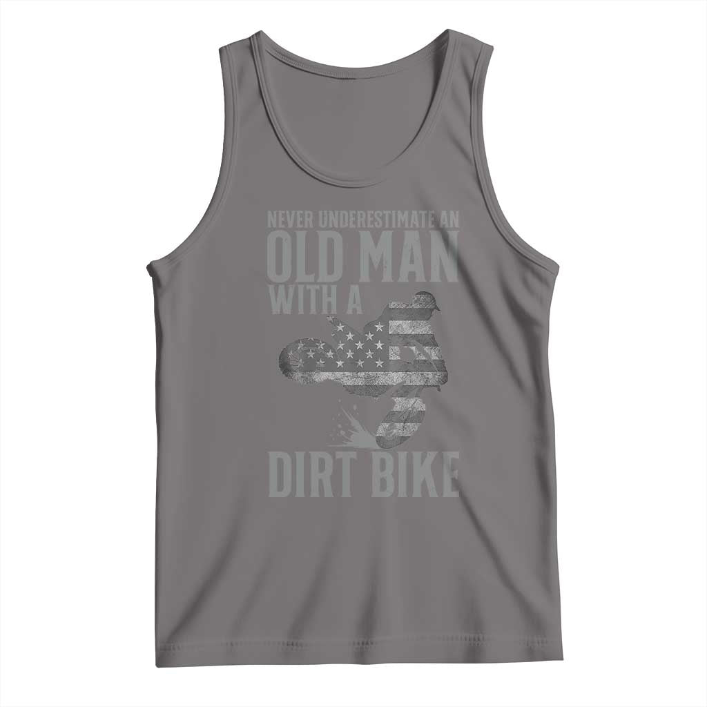 Funny Dirt Bike Motocross Tank Top Never Underestimate An Old Man With A Dirt Bike Motocross TS14 Deep Heather Print Your Wear
