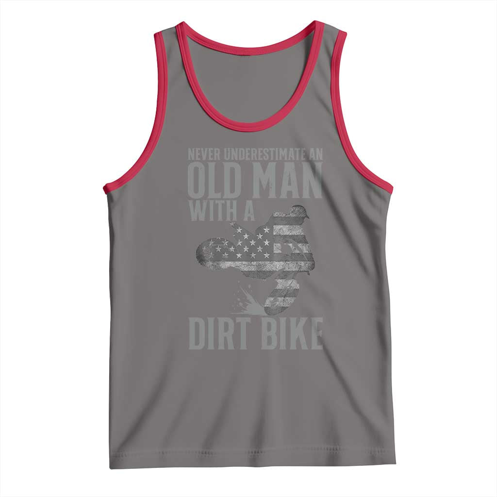 Funny Dirt Bike Motocross Tank Top Never Underestimate An Old Man With A Dirt Bike Motocross TS14 Deep Heather Red Print Your Wear