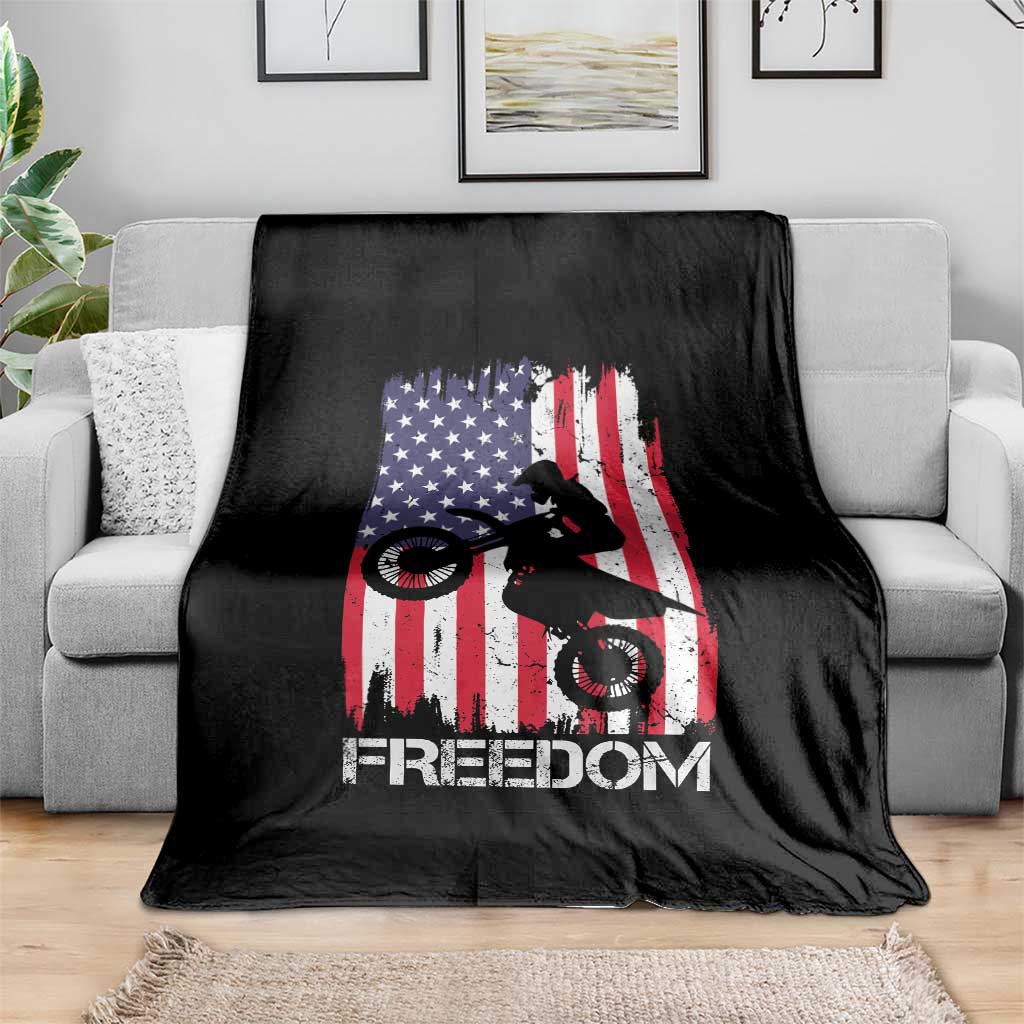 Freedom Motocross Dirt Bike Throw Blanket Patriotic American Flag TS14 Print Your Wear