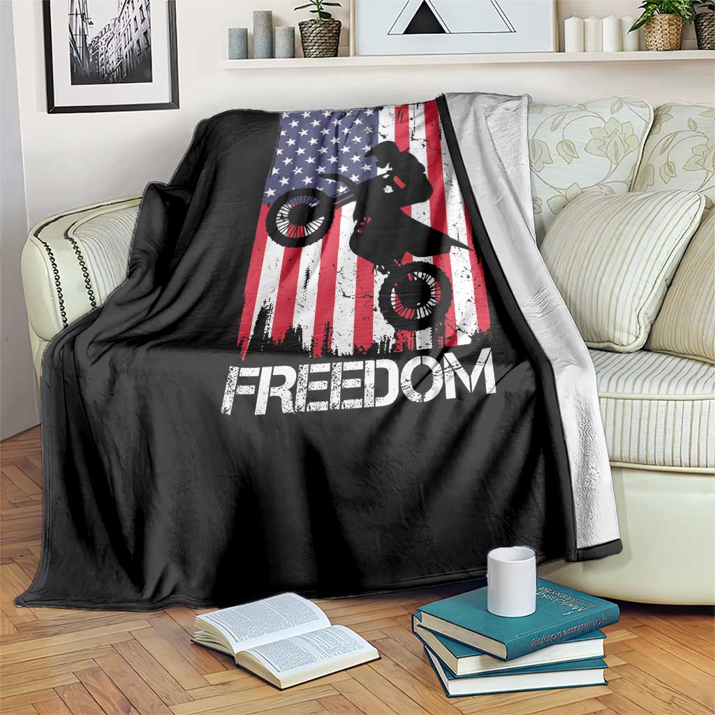 Freedom Motocross Dirt Bike Throw Blanket Patriotic American Flag TS14 Print Your Wear