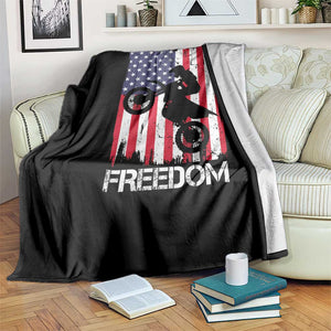 Freedom Motocross Dirt Bike Throw Blanket Patriotic American Flag TS14 Print Your Wear