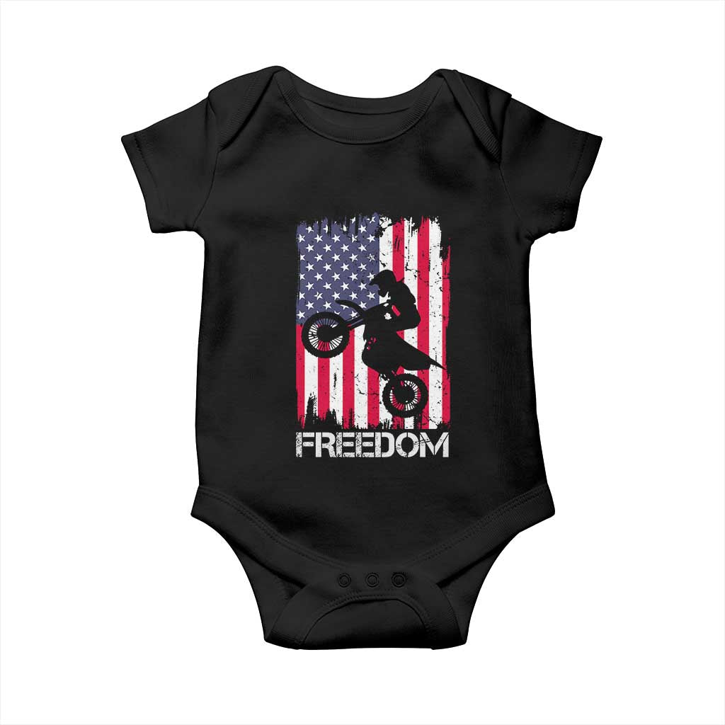 Freedom Motocross Dirt Bike Baby Onesie Patriotic American Flag TS14 Black Print Your Wear