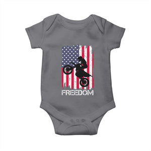 Freedom Motocross Dirt Bike Baby Onesie Patriotic American Flag TS14 Charcoal Print Your Wear