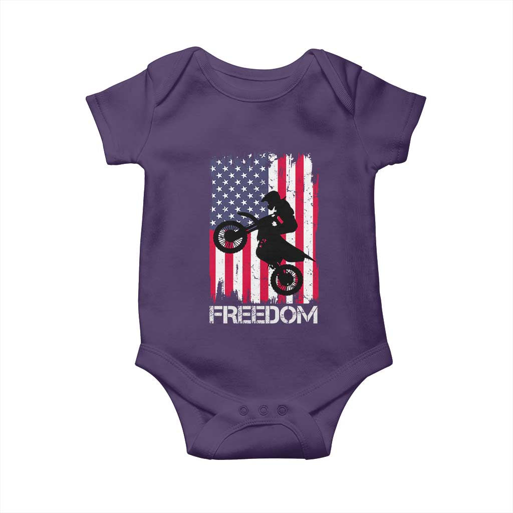 Freedom Motocross Dirt Bike Baby Onesie Patriotic American Flag TS14 Purple Print Your Wear