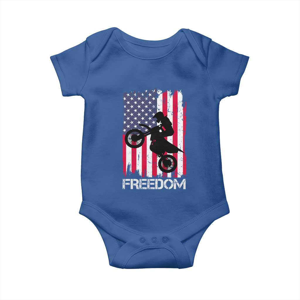 Freedom Motocross Dirt Bike Baby Onesie Patriotic American Flag TS14 Royal Blue Print Your Wear