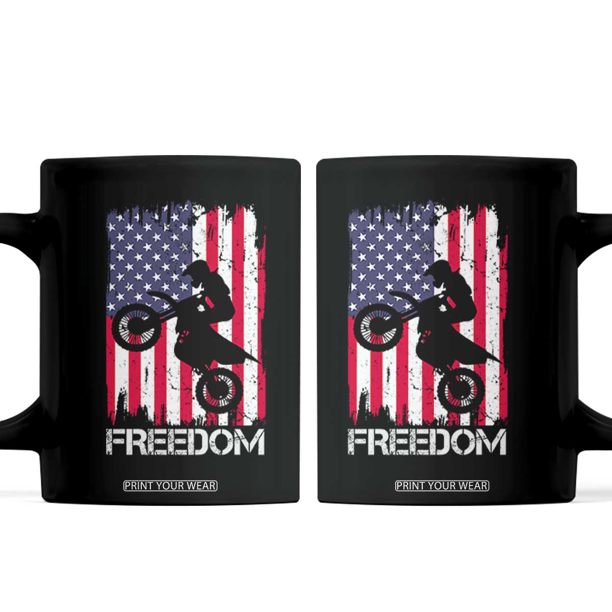 Freedom Motocross Dirt Bike Coffee Mug Patriotic American Flag TS14 Black Print Your Wear